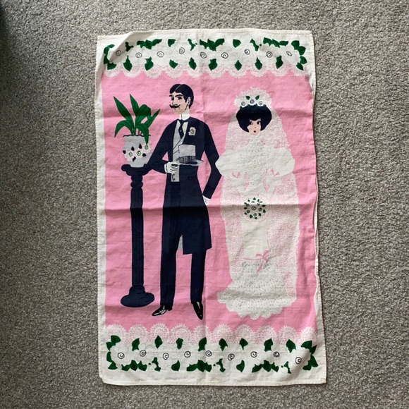 Other - Vintage dish towel (bride & groom)